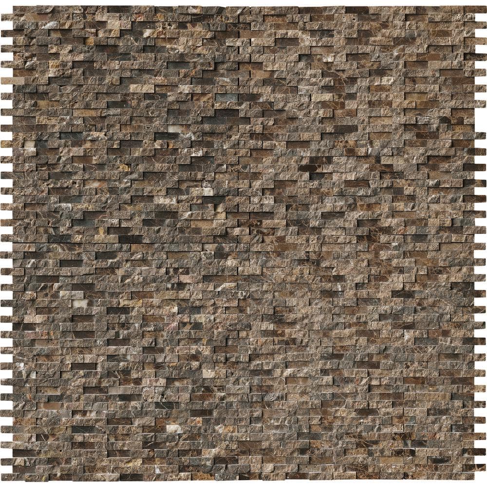 Emperador Splitface 12 in. x 12.75 in. Textured Marble Look Floor and Wall Tile (10 sq. ft./Case)