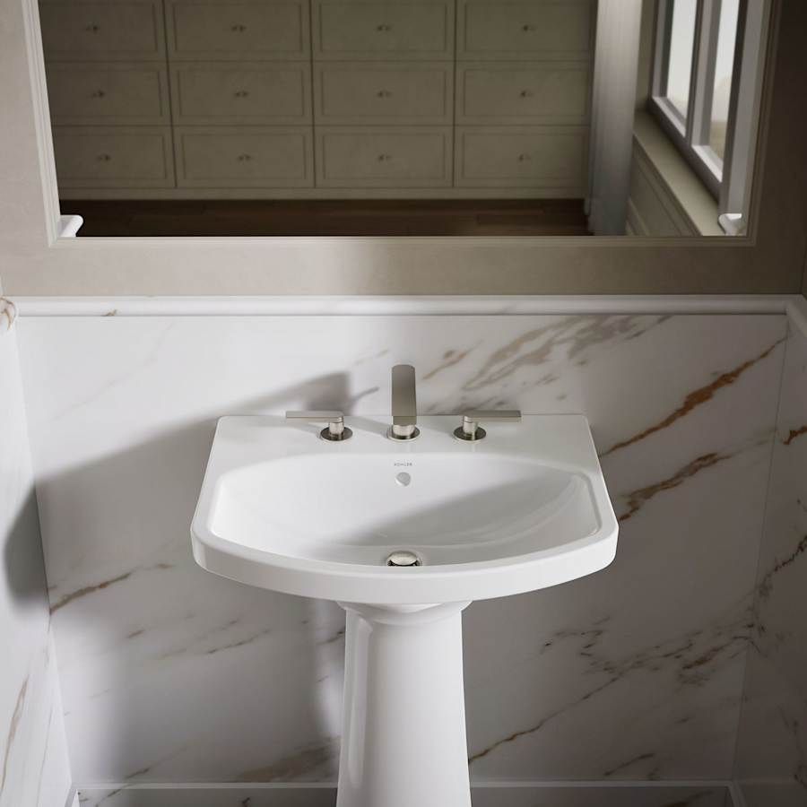 Cimarron 21" Pedestal Bathroom Sink with 3 Holes Drilled and Overflow