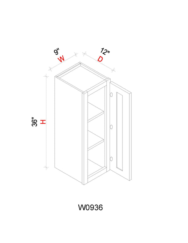 Wall Cabinet - 09"W x 36"H x 12"D