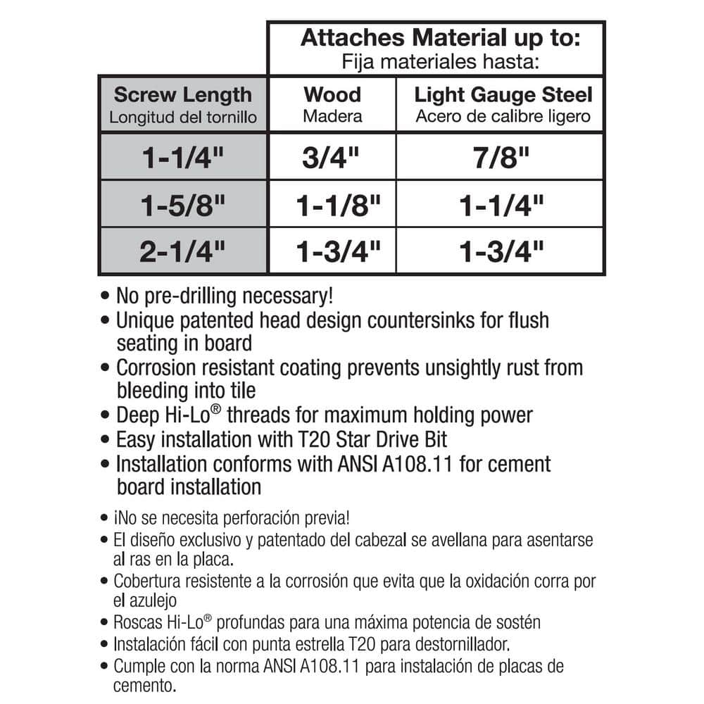 Rock-on #9 x 1-1/4 in. Serrated Flat Head Star Drive Cement Board Screws (185-Pack)