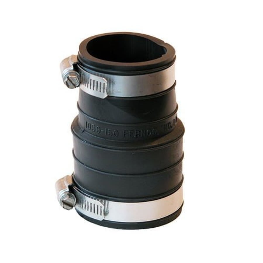 Transition Coupling, 1-1/2 in, Plastic Socket x Plastic/Cast Iron, Flexible PVC