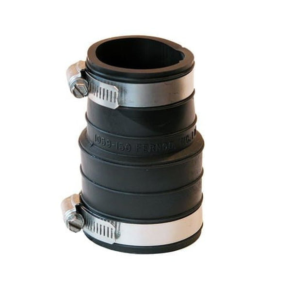 Transition Coupling, 1-1/2 in, Plastic Socket x Plastic/Cast Iron, Flexible PVC