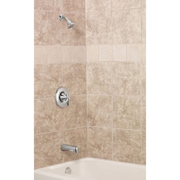 Single Handle Posi-Temp Pressure Balanced Shower Trim with Shower Head from the Eva Collection (Less Valve)