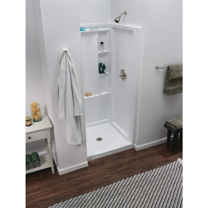 Classic 500 36 in. L x 36 in. W Alcove Shower Pan Base with Center Drain in High Gloss White