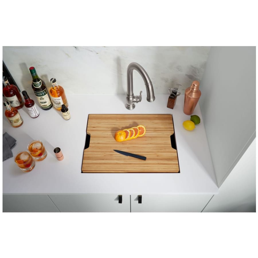 Prolific 23" Undermount Single Basin Stainless Steel Kitchen Sink with Basin Rack, Colander, and Cutting Board