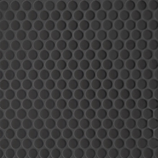 Le Cafe Black 3/4" Penny Round Mosaic Matte