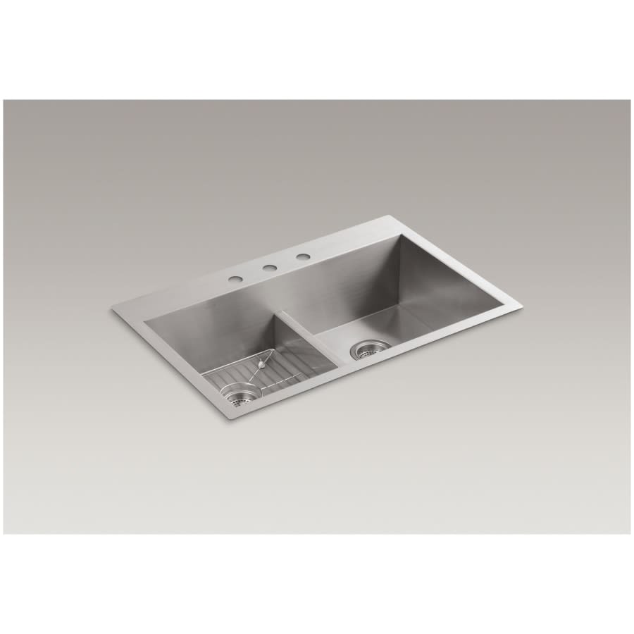 Vault 33" Double Basin Top-Mount/Under-Mount 18-Gauge Stainless Steel Kitchen Sink with Smart Divide