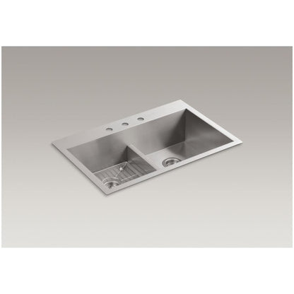 Vault 33" Double Basin Top-Mount/Under-Mount 18-Gauge Stainless Steel Kitchen Sink with Smart Divide