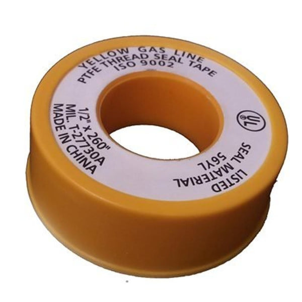 Gas Teflon Tape, 3/4 in W, 520 in L, Yellow