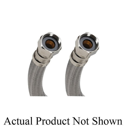 Braided Water Heater Flex, 3/4 in, MNPT x FNPT, 18 in L, Stainless Steel