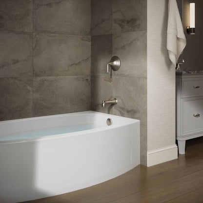 Expanse Collection 60" Three Wall Alcove Curved Integral Apron Bath Tub with Right Hand Drain