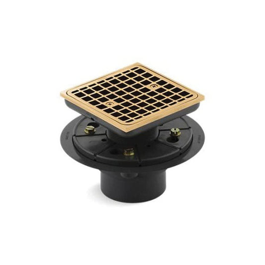 Clearflo™ Square Shower Drain, 2 or 3 in, Vibrant Brushed Moderne Brass/Plastic Drain