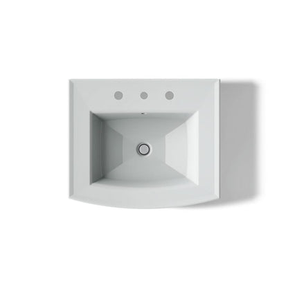 Archer 24" Pedestal Bathroom Sink with 3 Holes Drilled and Overflow