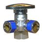 Quarter Turn Dual Stop, 1/2 x 3/8 x 3/8 in, FNPT x Comp x Comp, Chrome