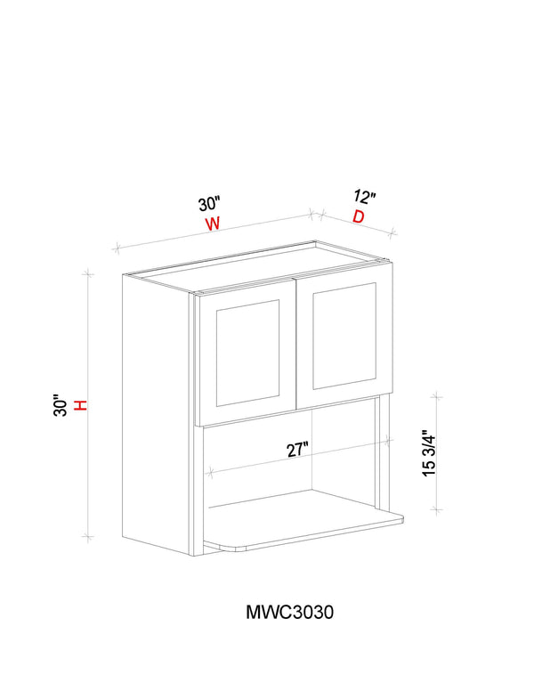 Microwave Wall Cabinet- 30"W x 30"H x 12"D