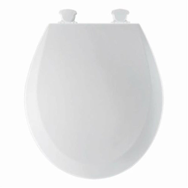 Toilet Seat, Round Bowl, Closed Front, With Cover, Wood, White