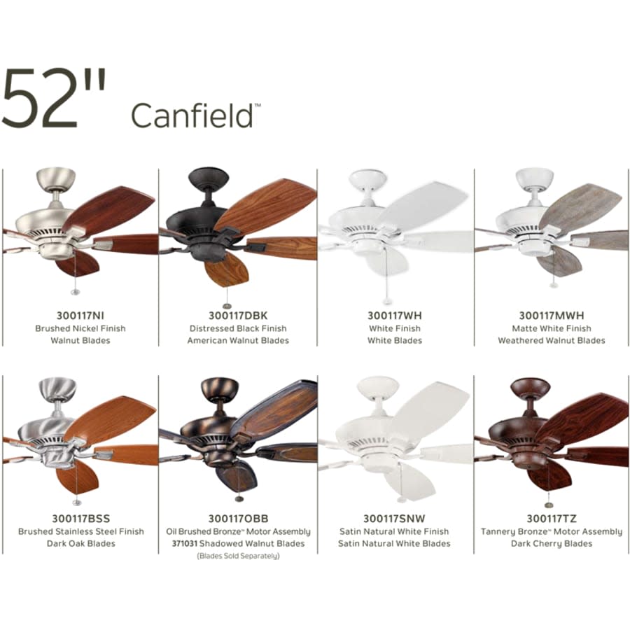 Canfield 52" 5 Blade Indoor Ceiling Fan with Blades, Downrod and Pull Chain