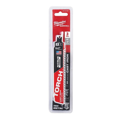 SAWZALL® The Torch™ Carbide Tip Reciprocating Saw Blade, 6 in L, 7 tpi, 0.05 in THK, 3-Pack