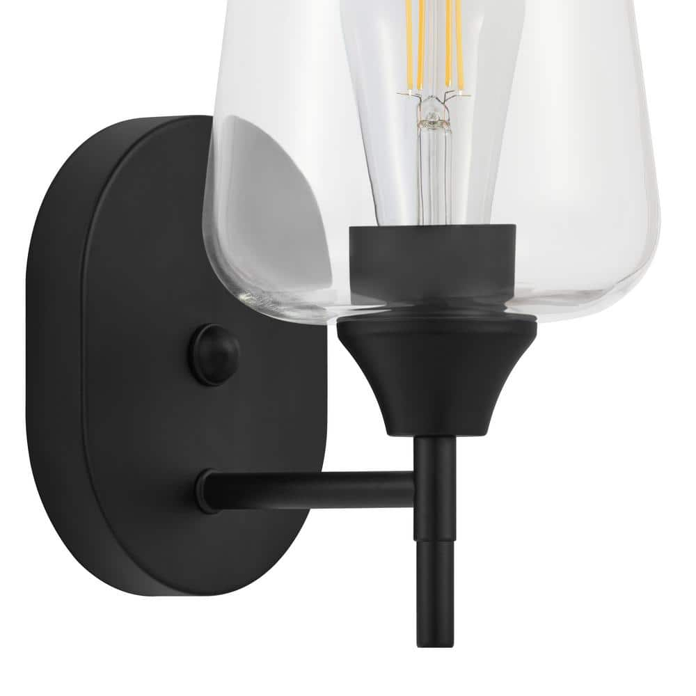 Pavlen 5.5 in. 1-Lights Black Sconce with Clear Glass Shade