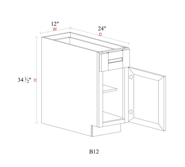 Base Cabinet - 12"W x 34- 1/2"H x 24"D