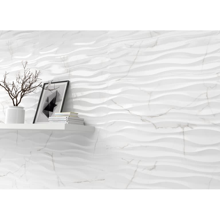 SCULPTURE WAVE WHITE GL 13X36