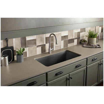 Cairn 33-1/2" Undermount Single Bowl Neoroc Granite Composite Kitchen Sink with Bottom Sink Rack