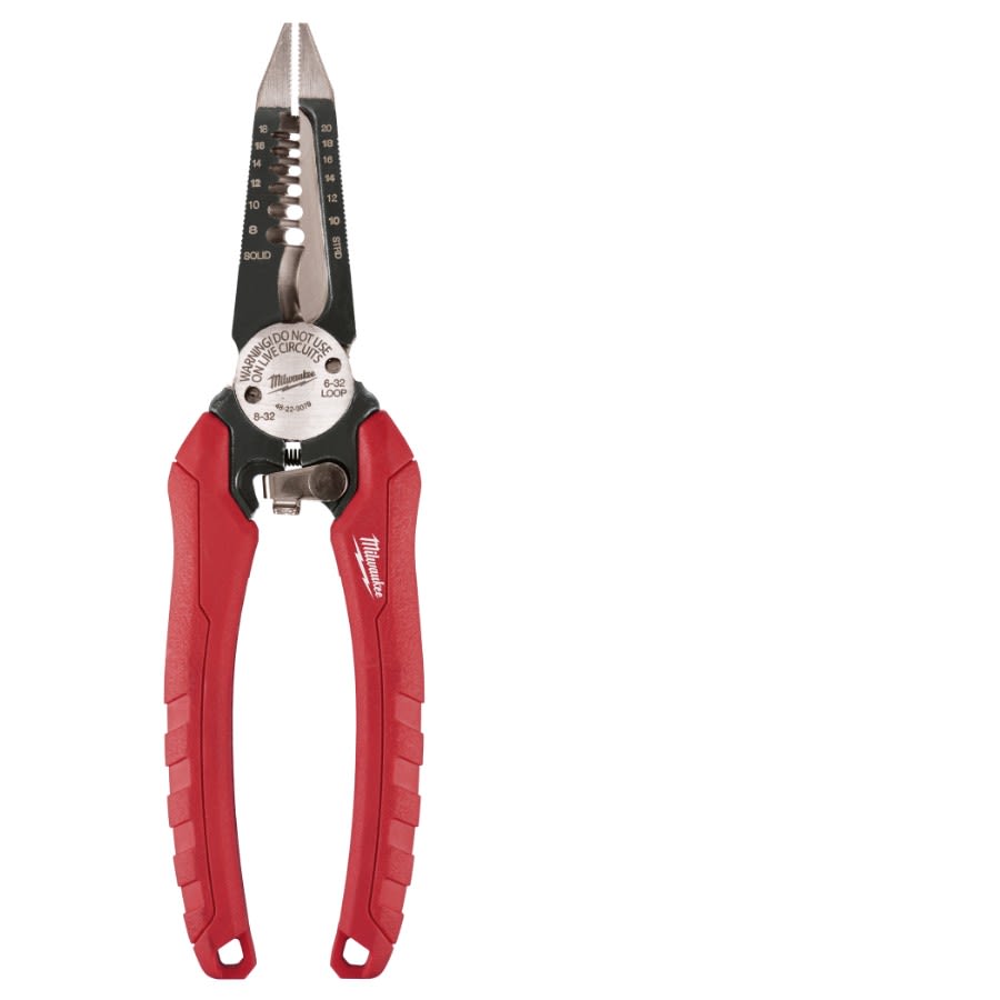 6-in-1 Single Handed Spring Loaded Combination Plier With Side Cutter and Wire Stripper, Forged Alloy Steel Jaw