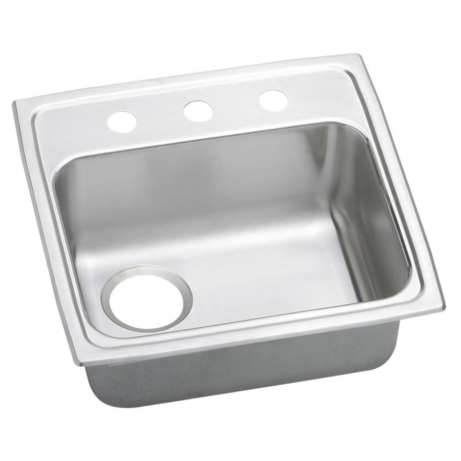 Celebrity Single Bowl Classroom Sink, Top Mount, ADA, 20 x 19-1/2 in, 5-1/2 in Bowl Depth, 3-Hole, 20 ga Brushed Satin Steel, Stainless