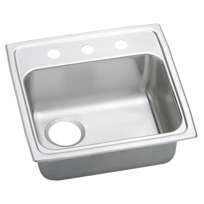 Celebrity Single Bowl Classroom Sink, Top Mount, ADA, 20 x 19-1/2 in, 5-1/2 in Bowl Depth, 3-Hole, 20 ga Brushed Satin Steel, Stainless
