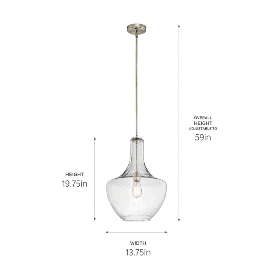 Everly Single Light 14" Wide Pendant with Seedy Glass Shade