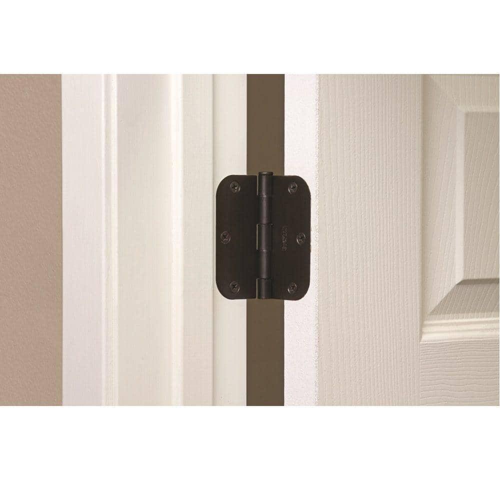 3-1/2 in. x 5/8 in. Radius Matte Black Door Hinge Value Pack (24-Pack)