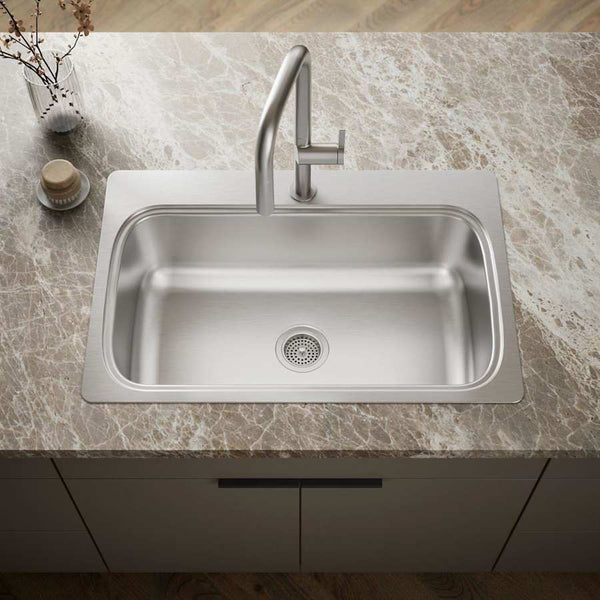 Verse 33" Single Basin Drop In kitchen Sink With Single Faucet Hole