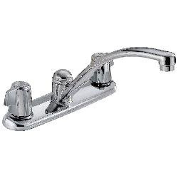 Classic Kitchen Faucet, Deck Mount, ADA, 2 Blade Handle, 3-Hole, Chrome