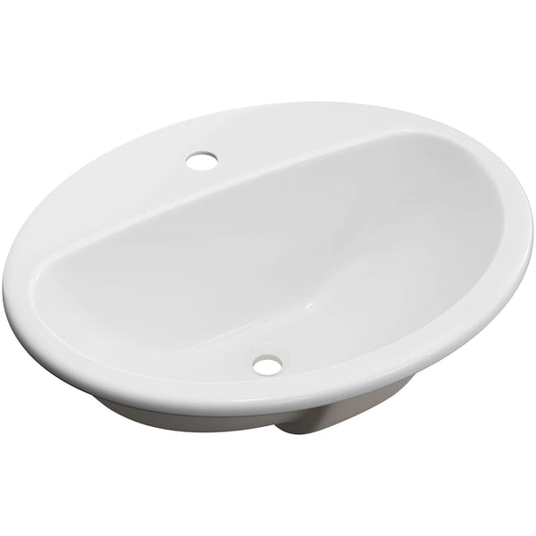 Rockaway 20-1/2" Oval Vitreous China Drop In Bathroom Sink with Overflow and 1 Faucet Hole at 0" Centers