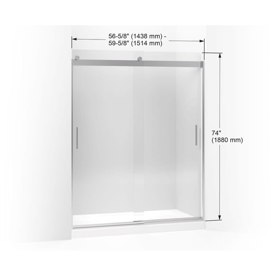 Levity 74" High x 59-5/8" Wide Bypass Semi Frameless Shower Door with Clear Glass