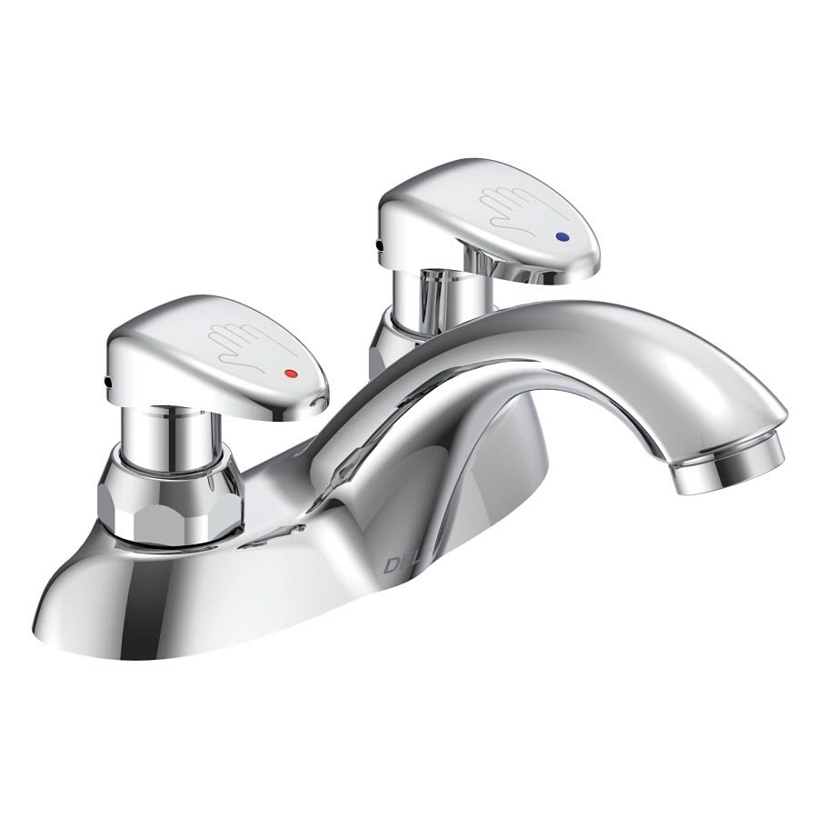 TECK® Metering Lavatory Faucet, ADA, 2 Handle, 2-Hole, 0.5 gpm, Chrome