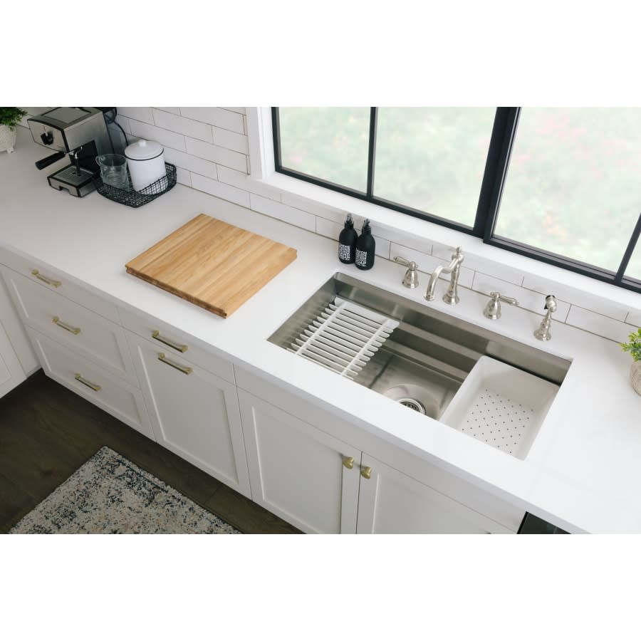 Prolific 33" Workstation Single Basin Undermount Kitchen Sink with Silent Shield Technology and Accessories Included