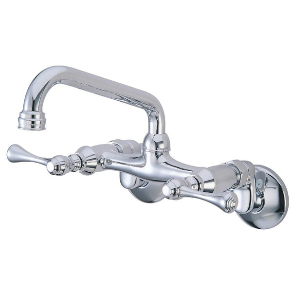 Kitchen Faucet, Wall Mount, ADA, 2 Lever Handle, 2-Hole, Polished Chrome