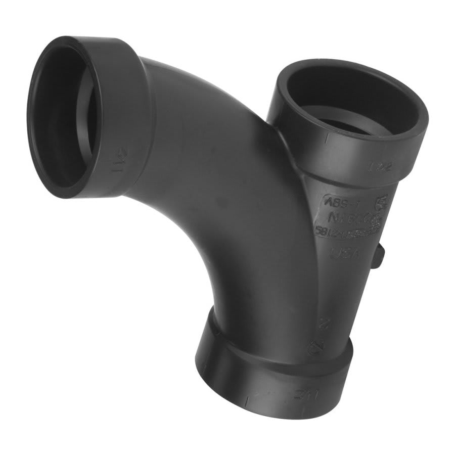 DWV Combination Wye and 45 deg Elbow, 2 x 1-1/2 x 2 in, Hub, ABS