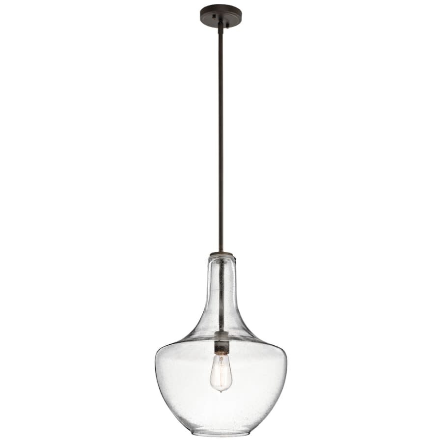 Everly Single Light 14" Wide Pendant with Seedy Glass Shade