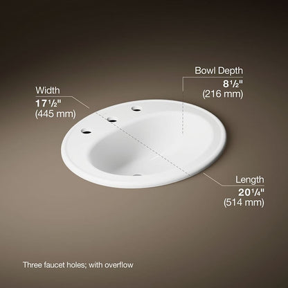 Pennington 16" Drop In Bathroom Sink with 3 Holes Drilled and Overflow