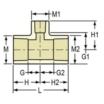Tee, 1-1/4 x 1/2 in, Socket, SCH 40/STD, CPVC