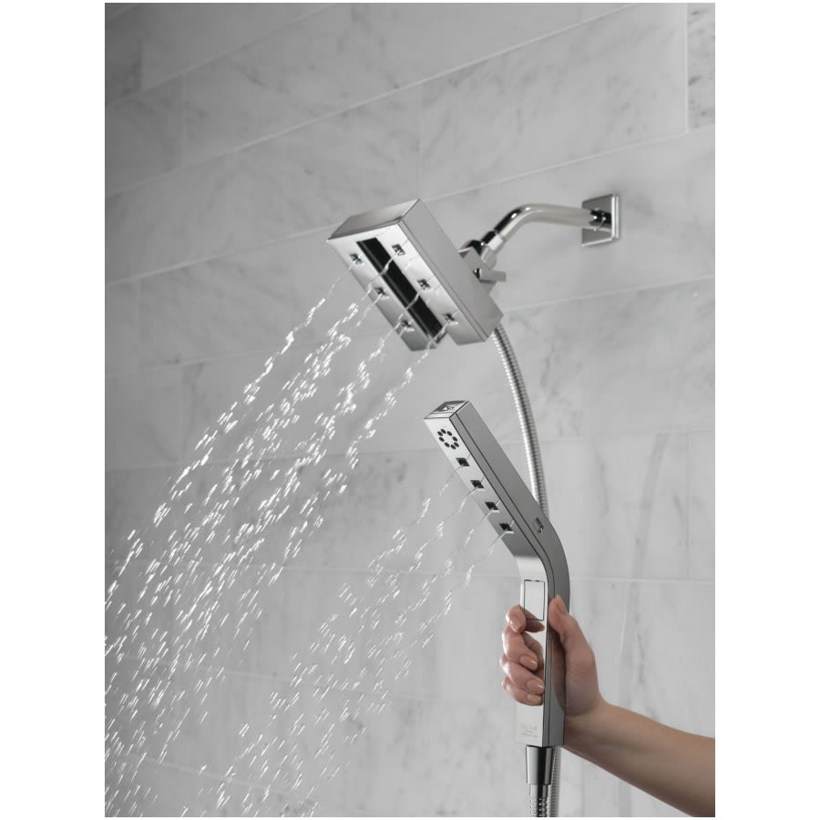 Universal Showering Rectangular 2.5 GPM Multi Function 2-in-1 In2ition Shower Head and Hand Shower with H2Okinetic and MagnaTite Technology