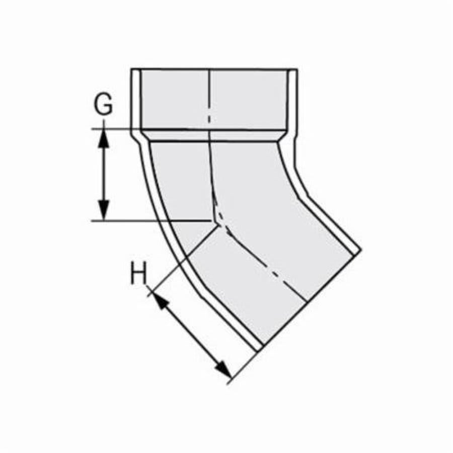 Street 45 deg Elbow, 12 in, Spigot x Hub, DWV, PVC