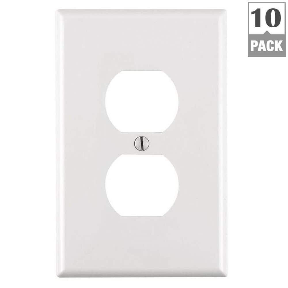 1-Gang White Midway Duplex Outlet Nylon Wall Plate (10-Pack)