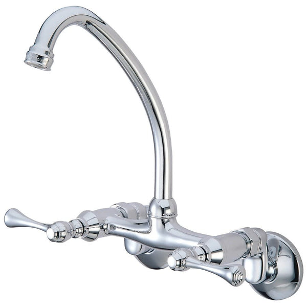Kitchen Faucet, Wall Mount, ADA, 2 Lever Handle, 2-Hole, Polished Chrome