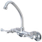 Kitchen Faucet, Wall Mount, ADA, 2 Lever Handle, 2-Hole, Polished Chrome