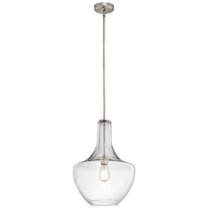 Everly Single Light 14" Wide Pendant with Seedy Glass Shade