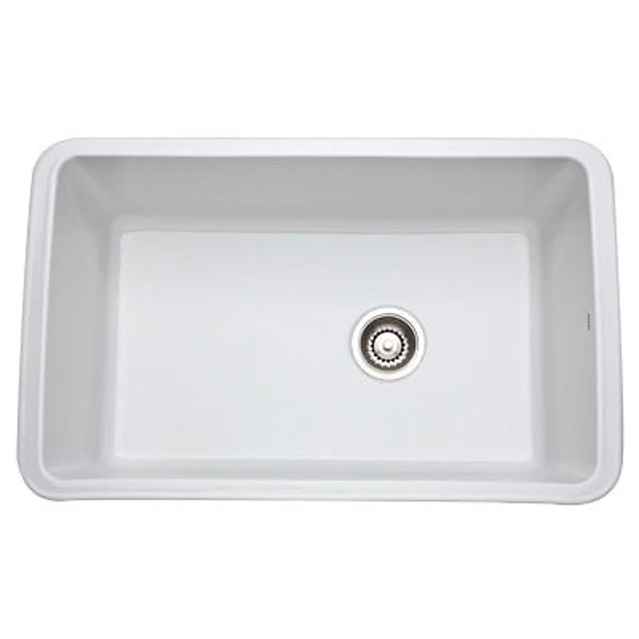 Single Bowl Kitchen Sink, Under Mount, 31-5/8 x 19-5/8 in, 10 in Bowl Depth, Fireclay, White