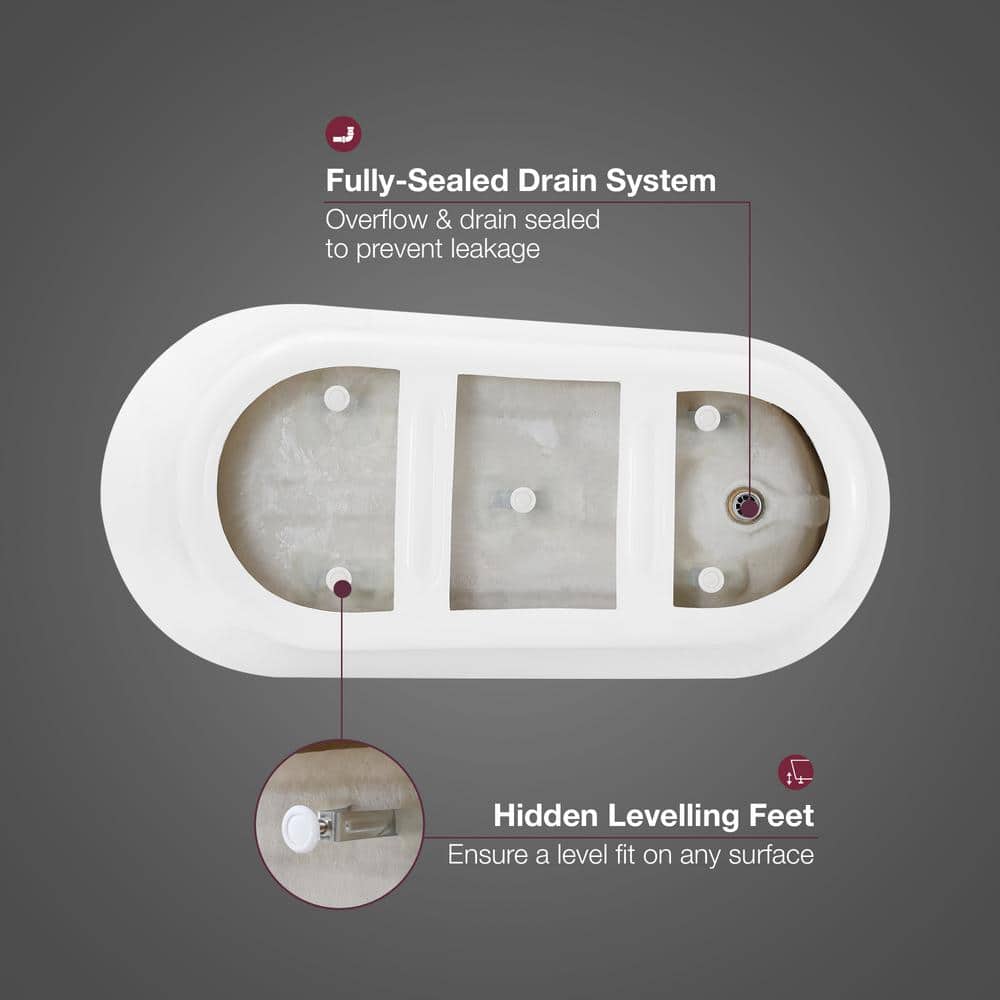 Coniston 60 in. Acrylic Freestanding Flatbottom Bathtub in White with Overflow and Drain in Brushed Nickel Included